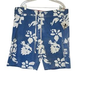 Counter Culture Mens Blue Floral Board Shorts Size 42 NWT Y2K